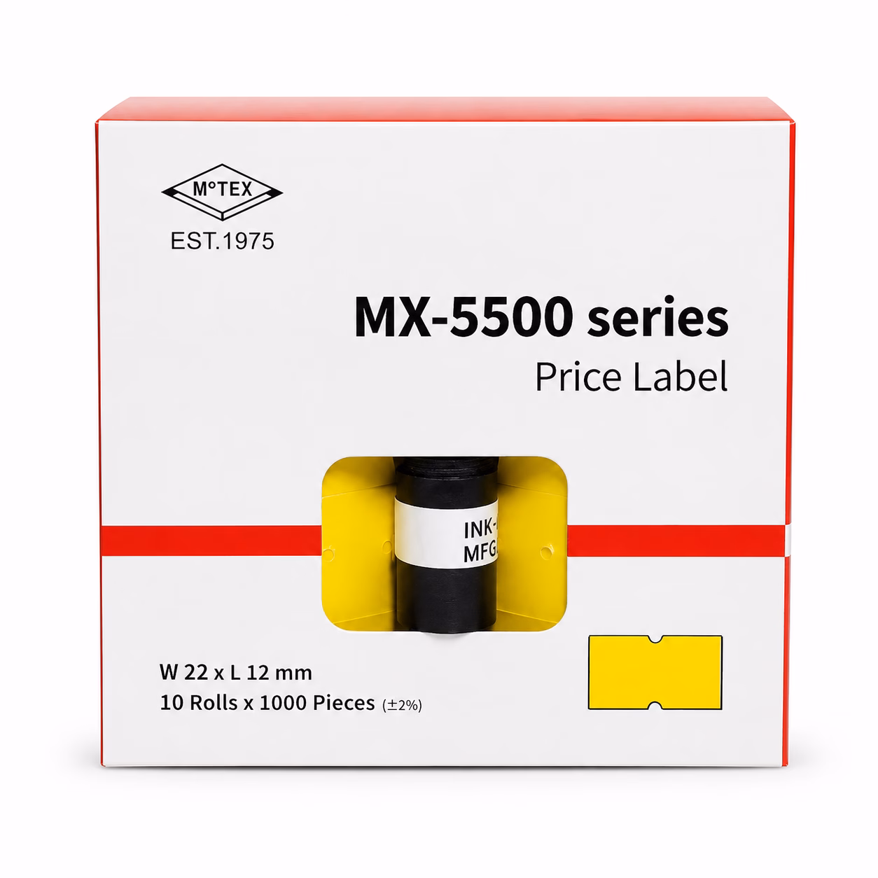 22 x 12mm Permanent Price Labels Yellow - 10 rolls of 1000 labels
