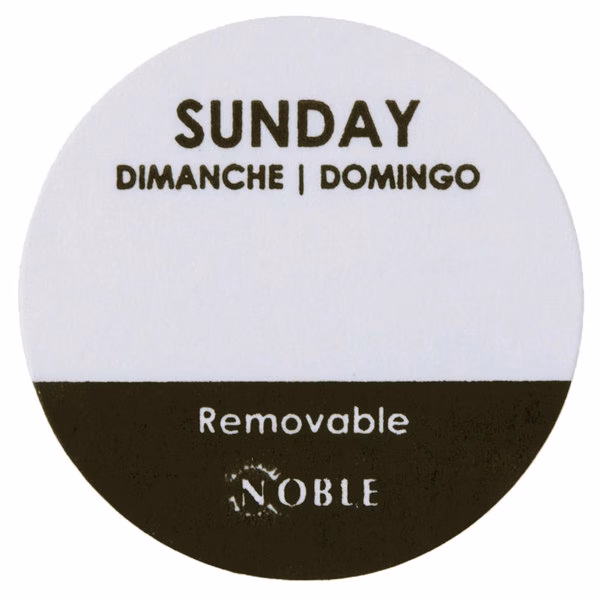 25mm Round Clean Peel Removable Labels Sunday 1000 Labels