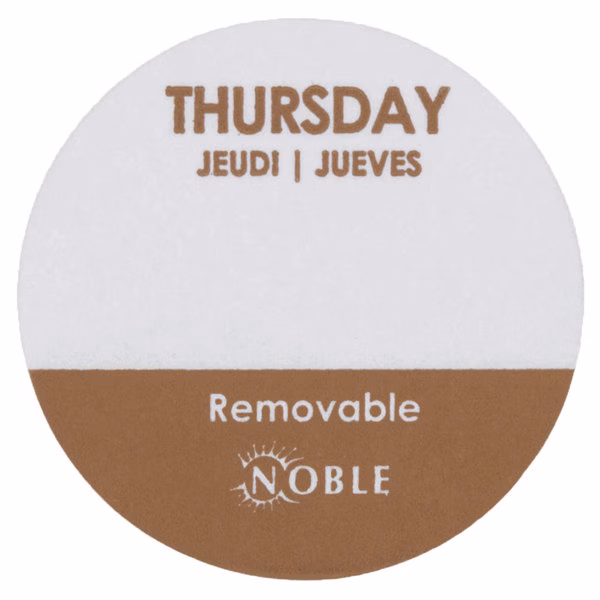 25mm Round Clean Peel Removable Labels Thursday 1000 Labels