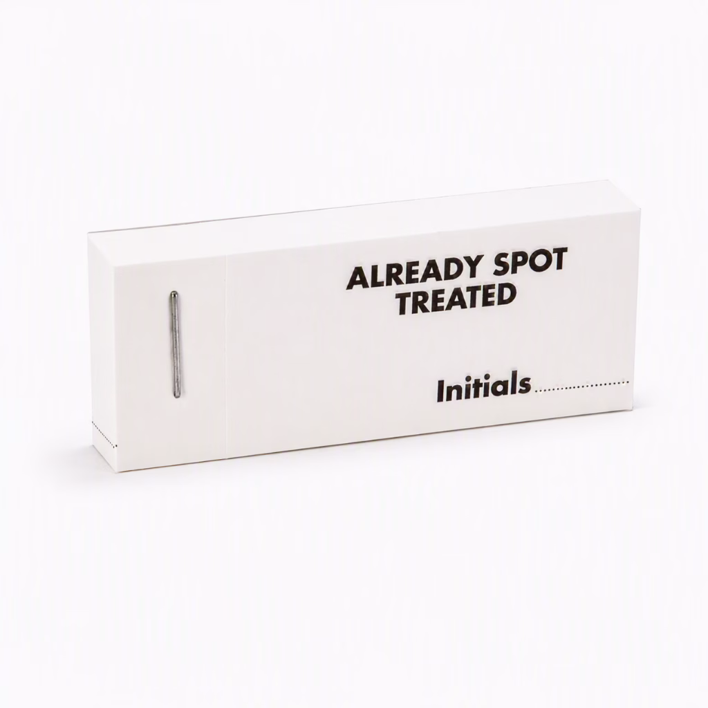 Already Spot Treated Dry Cleaning Tag Book of 50