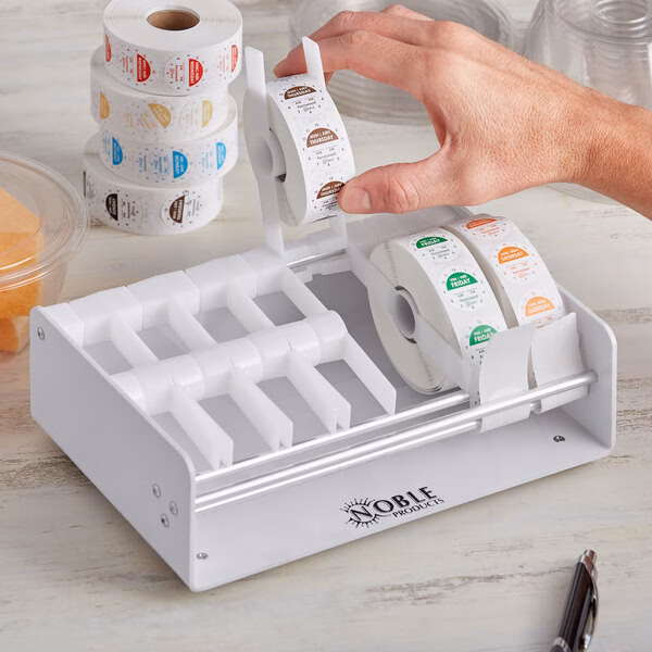 Small Label Dispenser -  Holds 7 rolls of 25mm circle dissolvable labels or the 25 x 25mm Clean Peel Labels (sold separately),