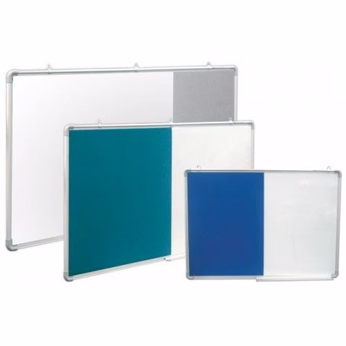 YOSOGO Dualboard Aluminium Frame 900mm W x 600mm H - 1/2 Magnetic Whiteboard, 1/2 Bulletin Board