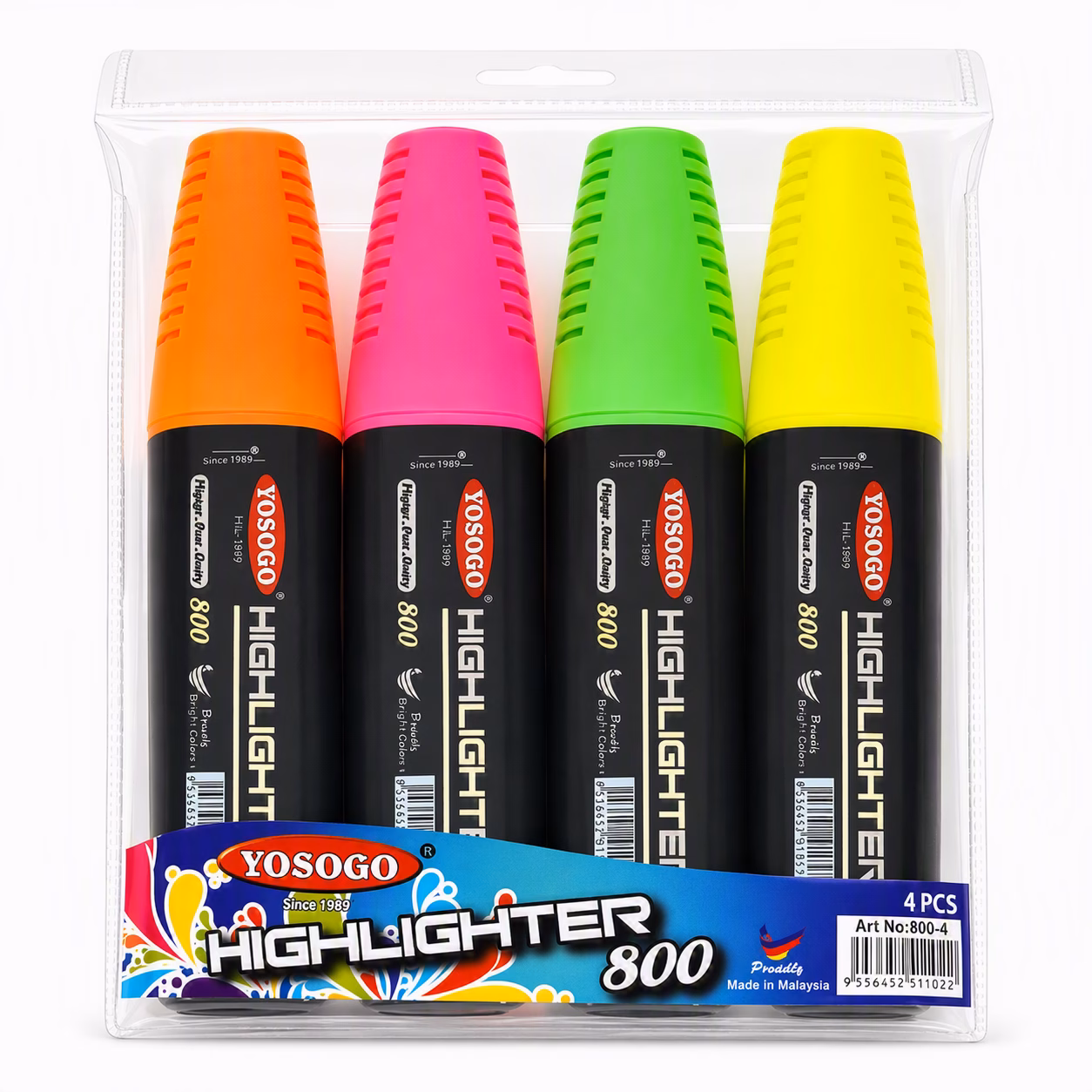 YOSOGO Highlighter Pen 4 Pack  - yellow, green, pink, orange