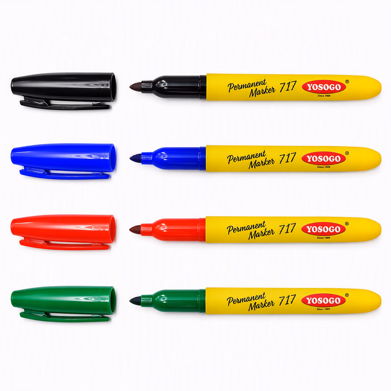 YOSOGO Permanent Marker 4 Pack Fine Tip Black, Red, Blue, Green